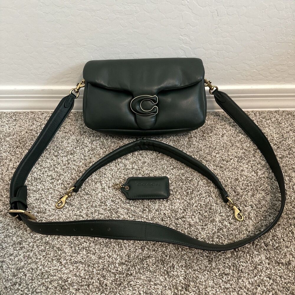 Coach Pillow Tabby 26 Dark Green Shoulder Bag Turn Lock w/ Detachable Crossbody